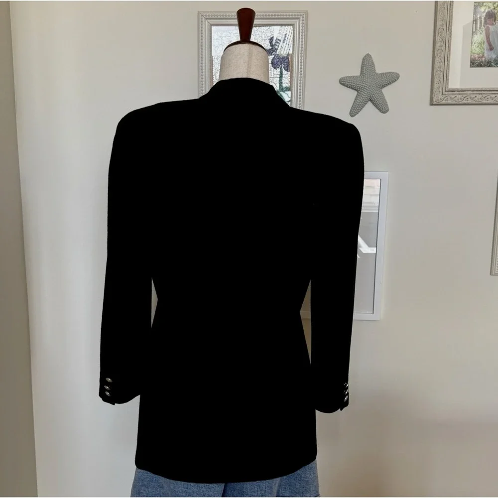 Vintage Liz Claiborne Collection Women's Size 6 Black Wool Double-Breasted Lined